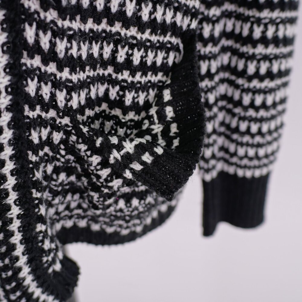 DAMAGED Jason Maxwell Black White Knit Cardigan Sweater XL Acrylic - Picture 3 of 10